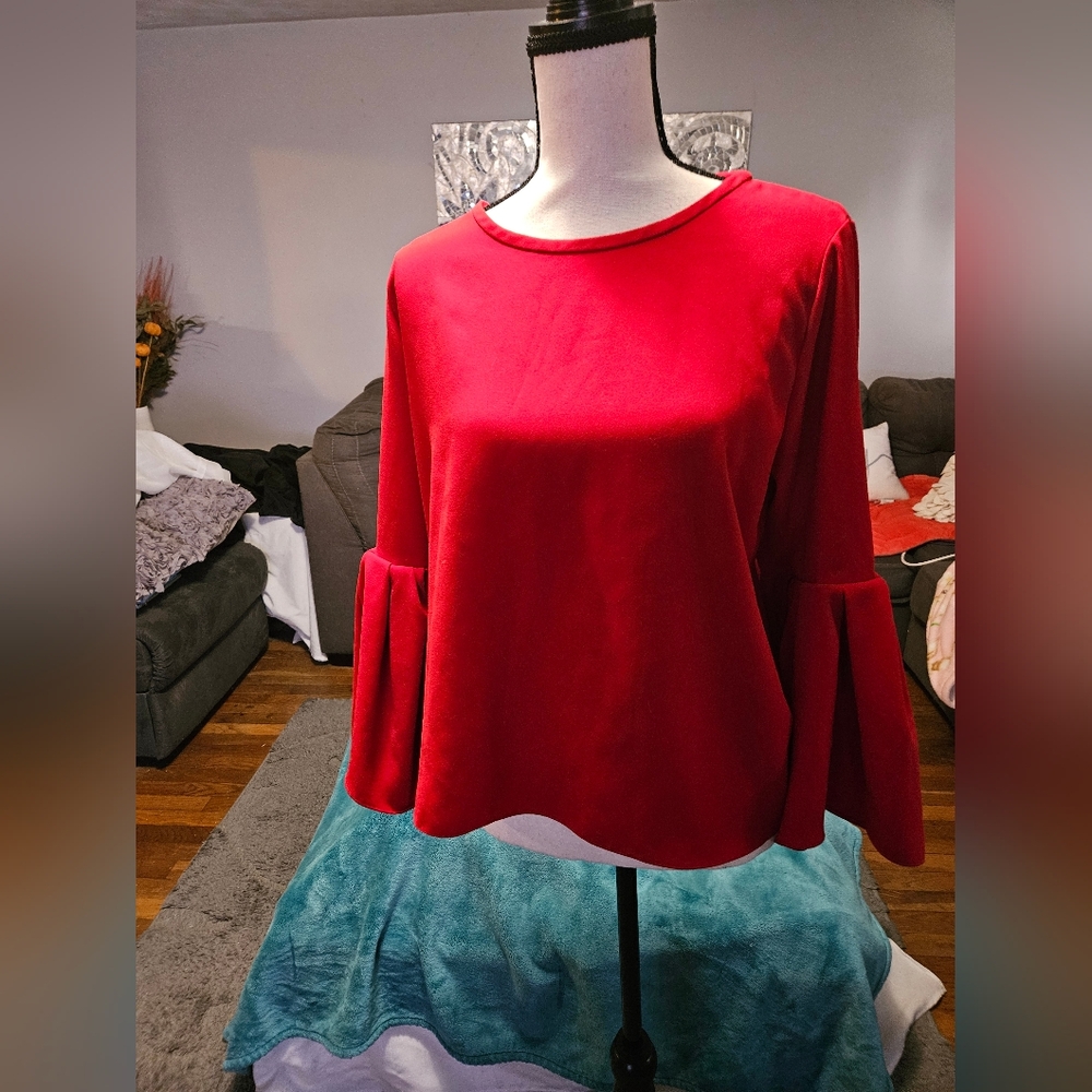 Zara Elegant Red Top Bell Sleeves